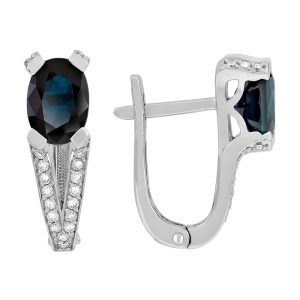 Серьги из белого золота 585 с сапфирами, ср. вес 3,19г