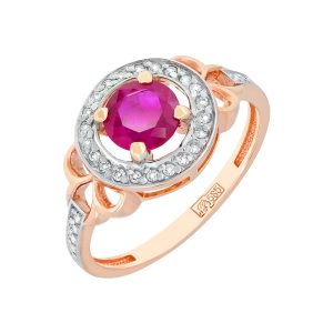 Кольцо из красного золота 585 с рубином, ср. вес 2,38г