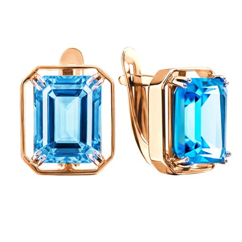 Серьги из красного золота 585 с топазами, ср. вес 3,56г