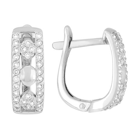 Серьги из белого золота 585 с бриллиантом, ср. вес 2,15г