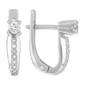 Серьги из белого золота 585 с бриллиантами, ср. вес 2,75г