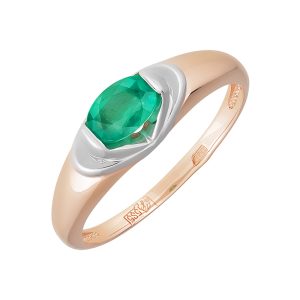 Кольцо из красного золота 585 с изумрудом, ср. вес 2,2г