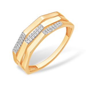 Кольцо из красного золота 585 с фианитами, ср. вес 2,35г
