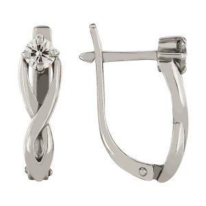 Серьги из белого золота 585 с бриллиантами, ср. вес 3,04г