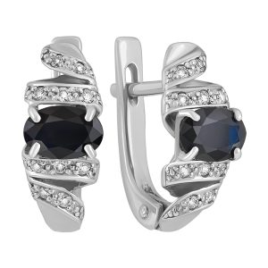 Серьги из белого золота 585 с сапфирами, ср. вес 3,01г