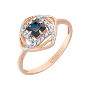 Кольцо из красного золота 585 с сапфиром, ср. вес 1,95г