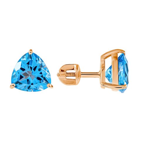 Серьги из красного золота 585 с топазами, ср. вес 2,21г