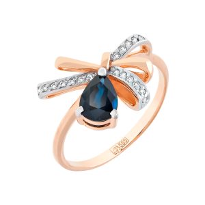 Кольцо из красного золота 585 с сапфиром, ср. вес 2,94г