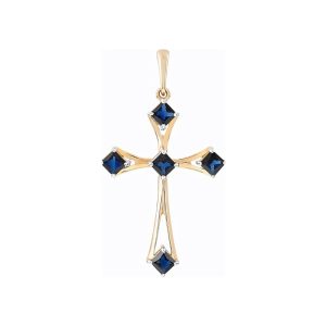 Подвеска из красного золота 585 с сапфирами, ср. вес 2,91г