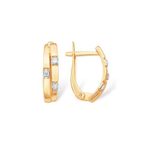 Серьги из красного золота 585 с фианитами, ср. вес 2,45г