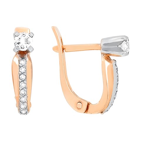 Серьги из красного золота 585 с бриллиантом, ср. вес 2,78г