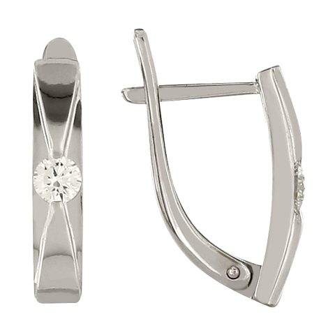 Серьги из белого золота 585 с бриллиантом, ср. вес 3,62г
