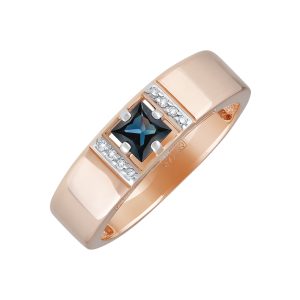 Кольцо из красного золота 585 с сапфиром, ср. вес 3,4г