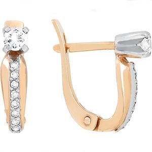 Серьги из красного золота 585 с бриллиантами, ср. вес 2,94г