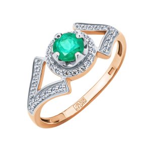 Кольцо из красного золота 585 с изумрудом, ср. вес 2,03г