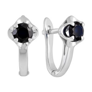 Серьги из белого золота 585 с сапфирами, ср. вес 3,01г