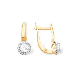Серьги из красного золота 585 с фианитами, ср. вес 2,5г
