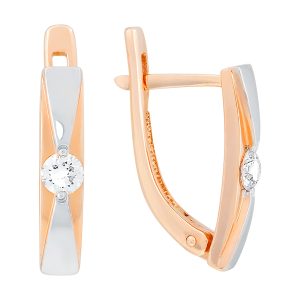 Серьги из красного золота 585 с бриллиантами, ср. вес 3,55г