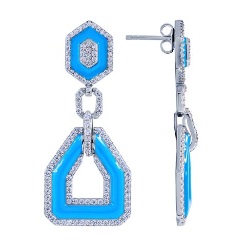 Пусеты из серебра 925 с фианитом, ср. вес 11,65г