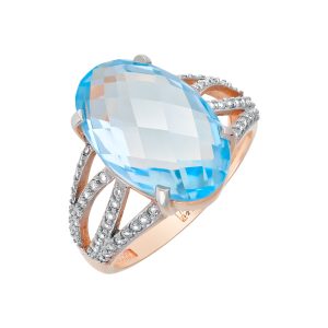 Кольцо из красного золота 585 с топазом, ср. вес 4,85г