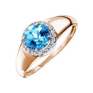 Кольцо из красного золота 585 с топазом, ср. вес 1,64г