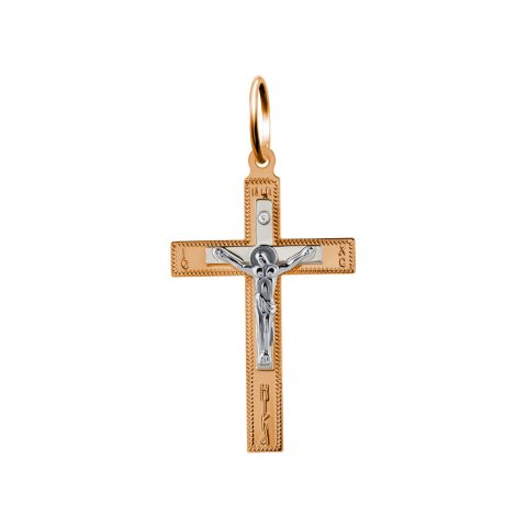 Крест из красного золота 585 с фианитом, ср. вес 1,9г